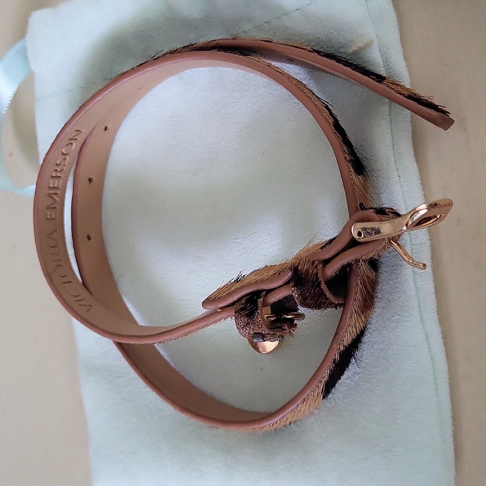 Great condition Victoria Emerson Double Wrap Leopard Calfskin Bracelet.